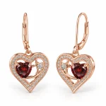 گوشواره نقره عیار 925 نقرینو مدل قلب با سنگ کوبیک کد 4