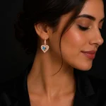 گوشواره نقره عیار 925 نقرینو مدل قلب با سنگ کوبیک کد 7 - تصویر 2