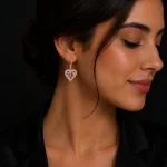 گوشواره نقره عیار 925 نقرینو مدل قلب با سنگ کوبیک کد 8 - تصویر 2