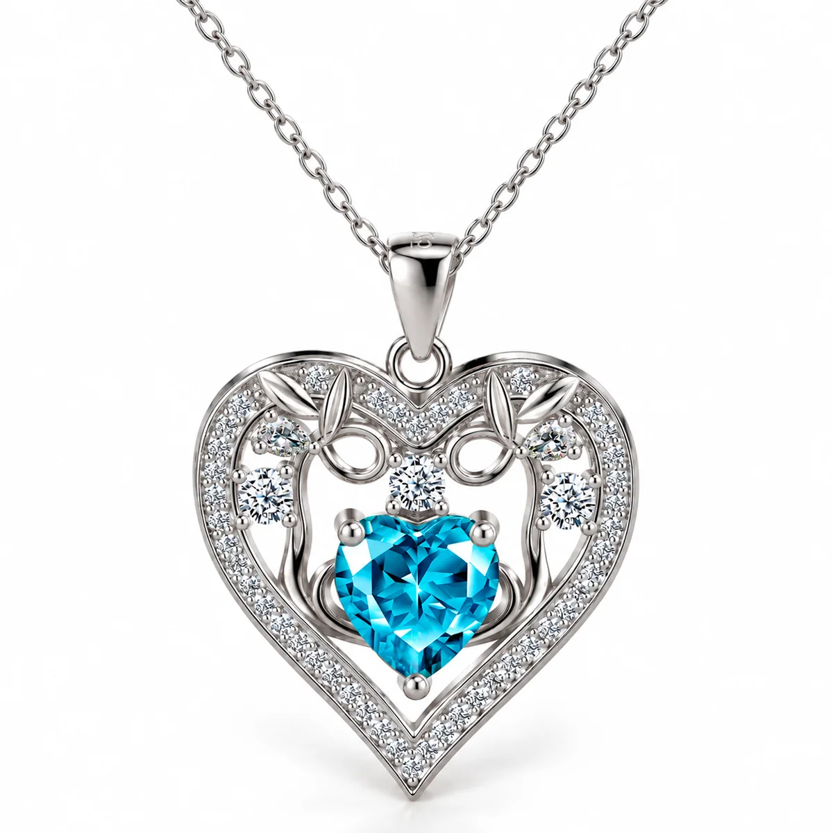 Neck-Love-Code12 گردنبند نقره عیار 925 نقرینو مدل قلب با سنگ کوبیک کد 12 - تصویر 1