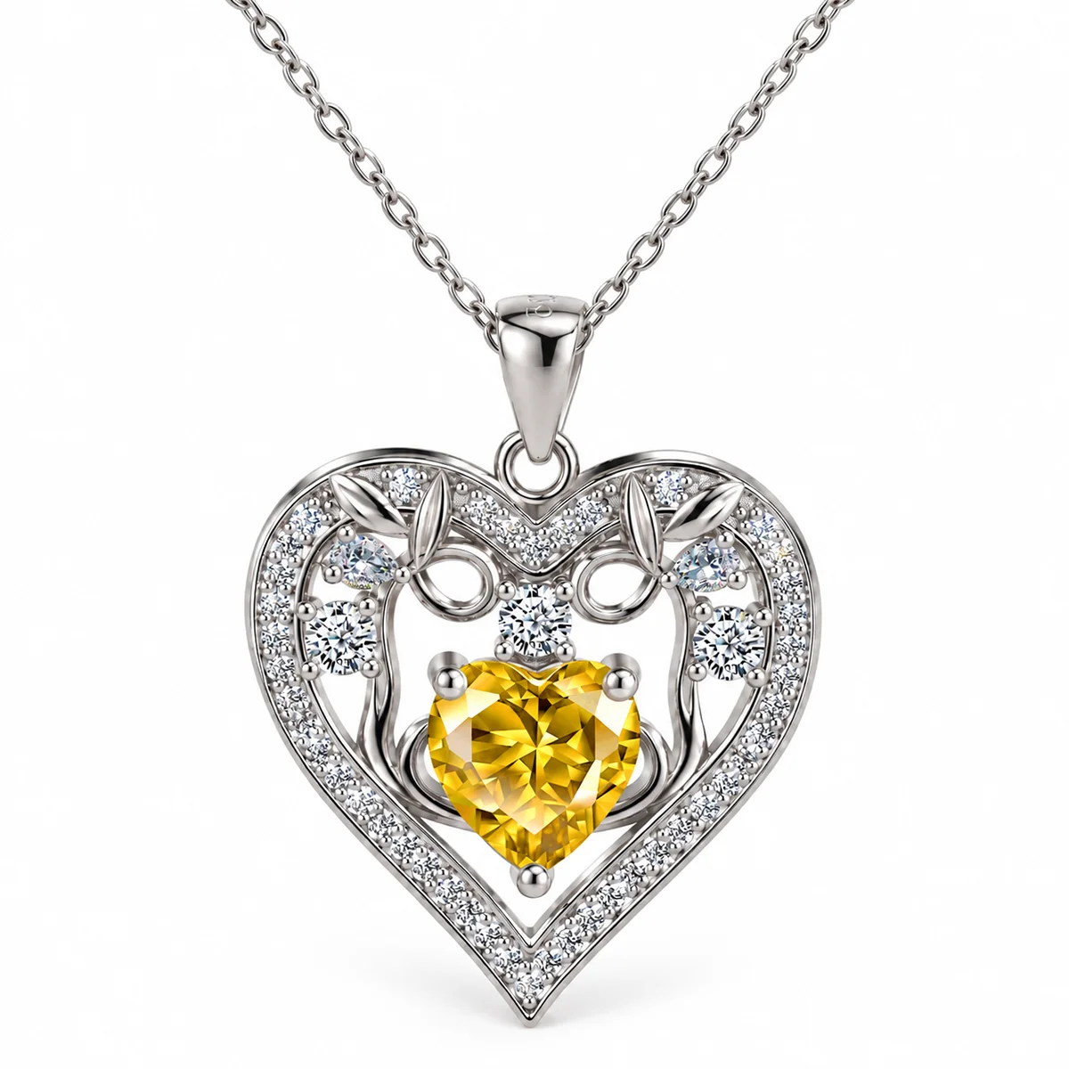 Neck-Love-Code14 گردنبند نقره عیار 925 نقرینو مدل قلب با سنگ کوبیک کد 14 - تصویر 1