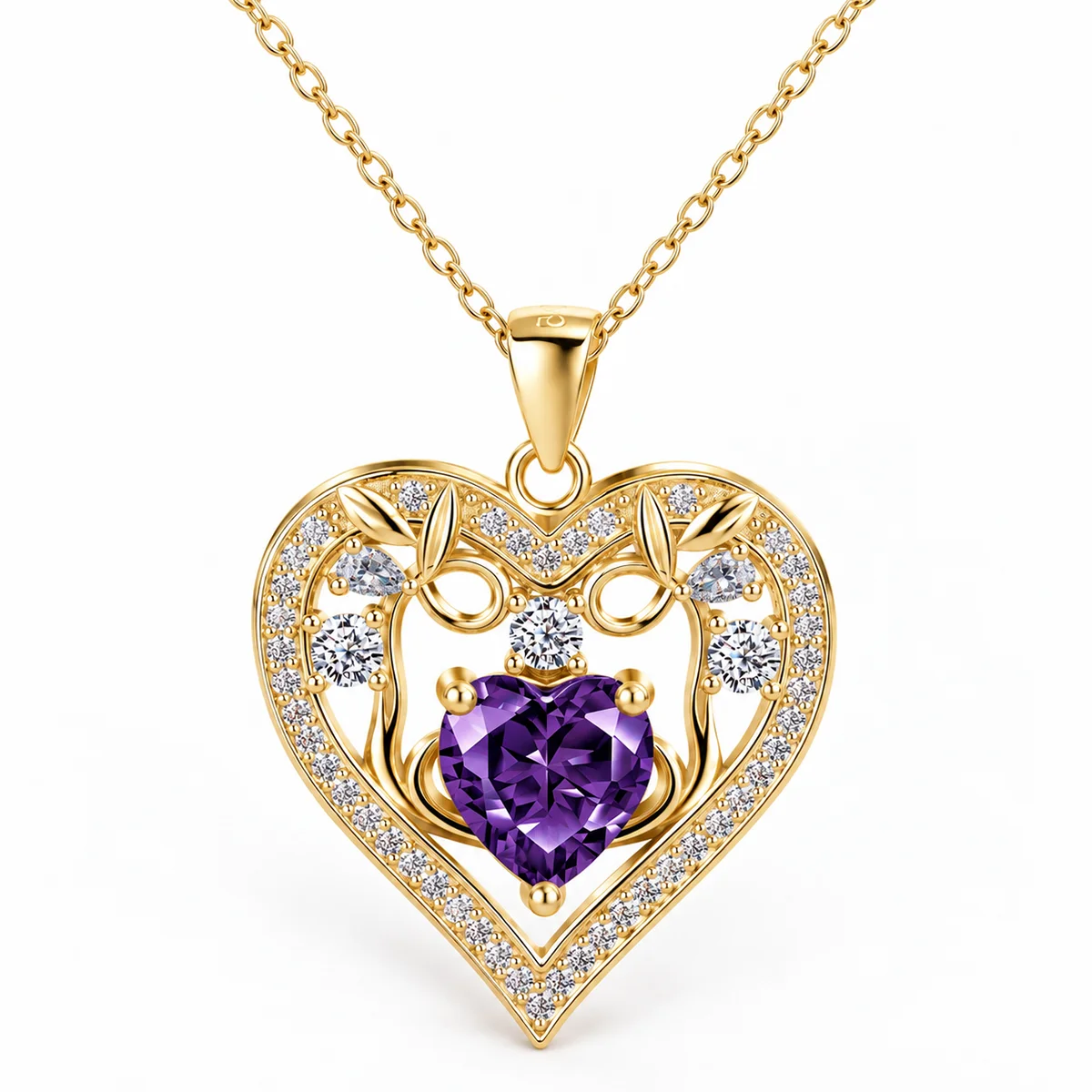 Neck-Love-Code2 گردنبند نقره عیار 925 نقرینو مدل قلب با سنگ کوبیک کد 2 - تصویر 1
