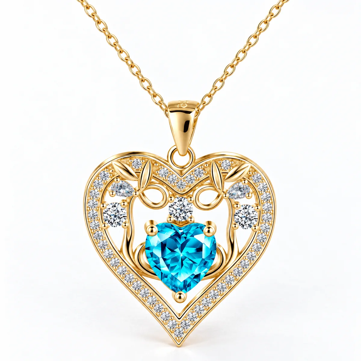 Neck-Love-Code3 گردنبند نقره عیار 925 نقرینو مدل قلب با سنگ کوبیک کد 3 - تصویر 1