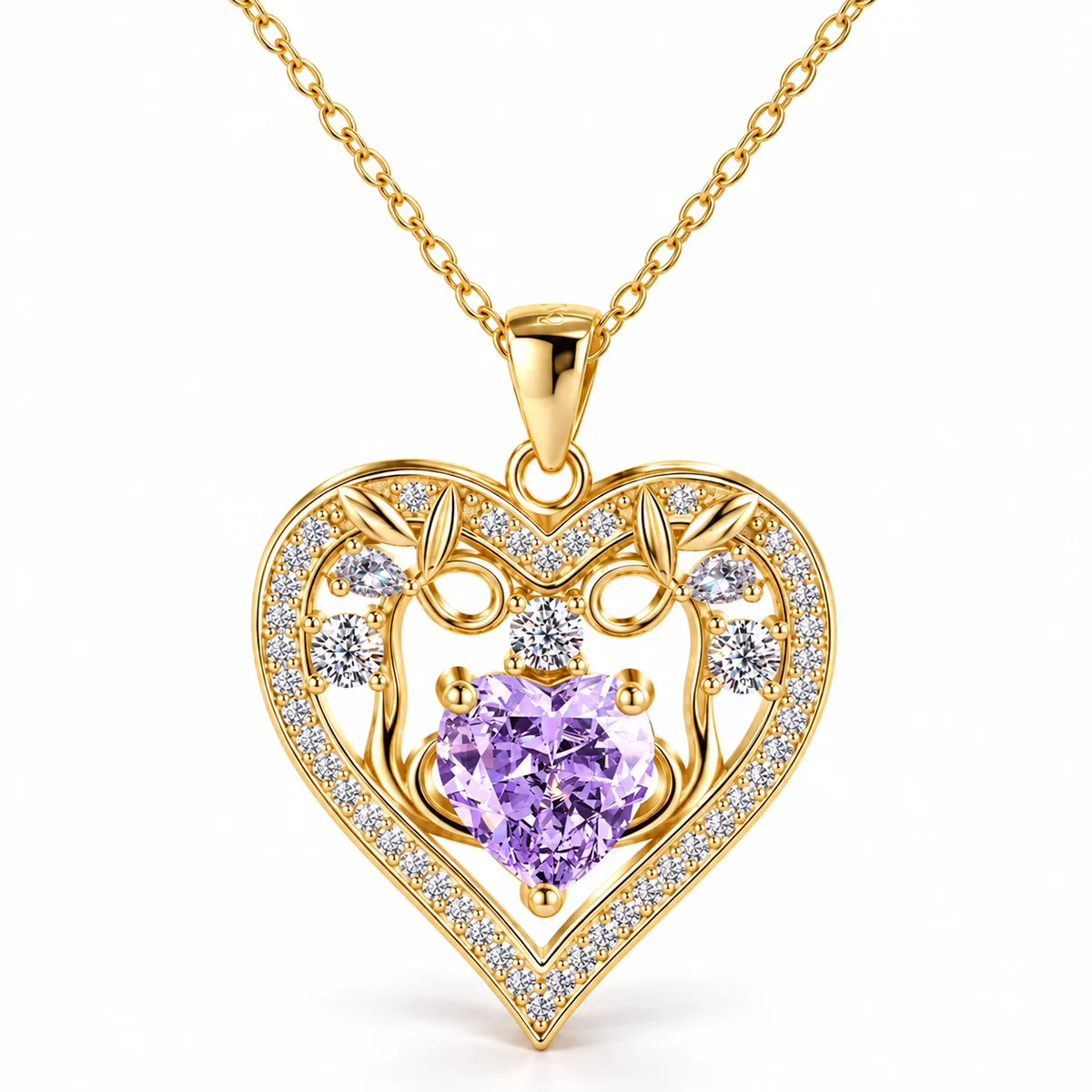 Neck-Love-Code5 گردنبند نقره عیار 925 نقرینو مدل قلب با سنگ کوبیک کد 5 - تصویر 1