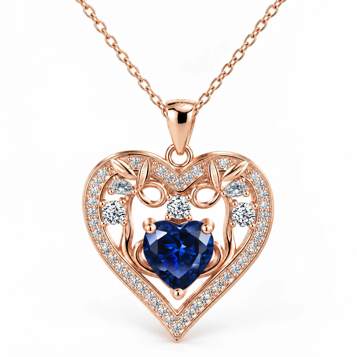 Neck-Love-Code6 گردنبند نقره عیار 925 نقرینو مدل قلب با سنگ کوبیک کد 6 - تصویر 1