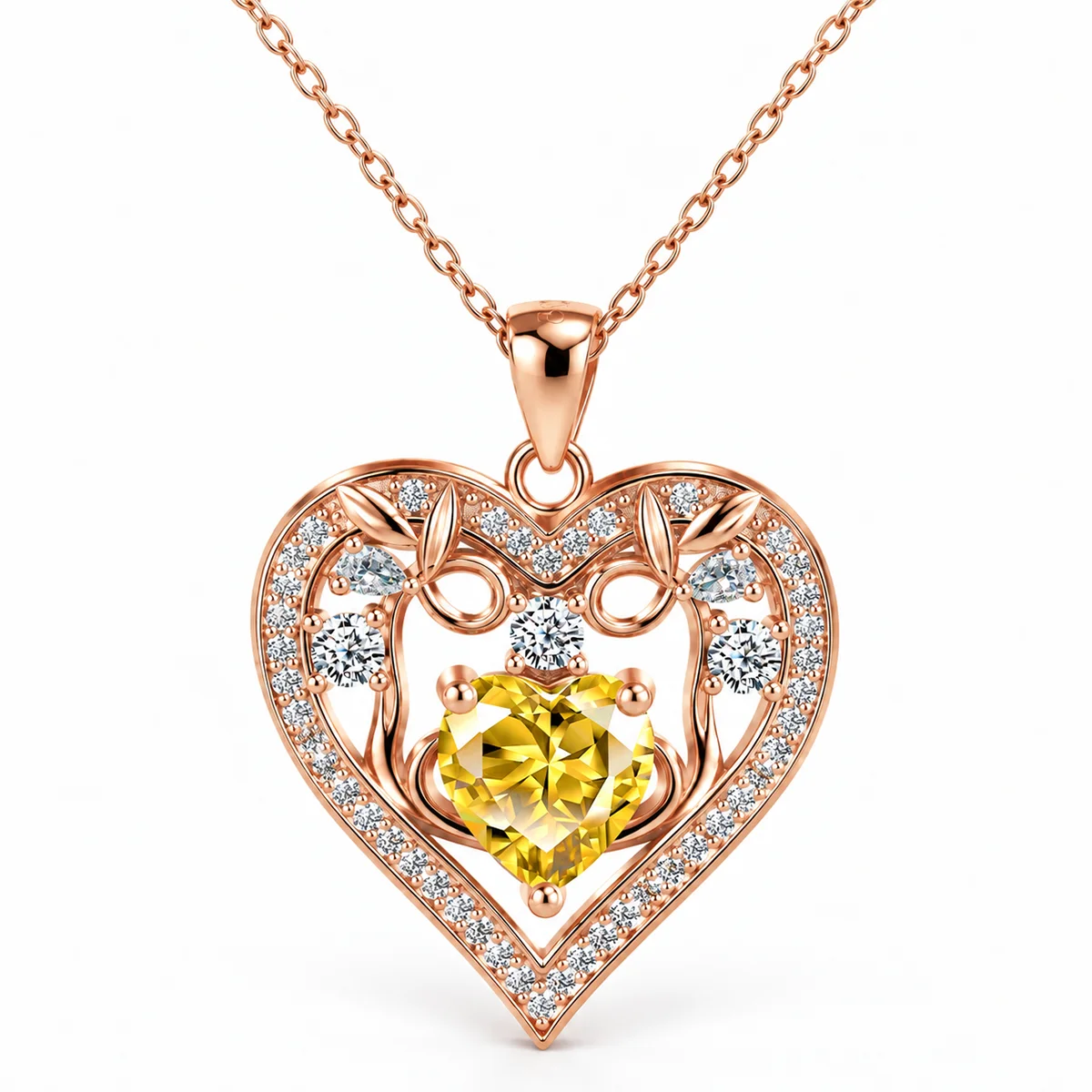 Neck-Love-Code7 گردنبند نقره عیار 925 نقرینو مدل قلب با سنگ کوبیک کد 7 - تصویر 1