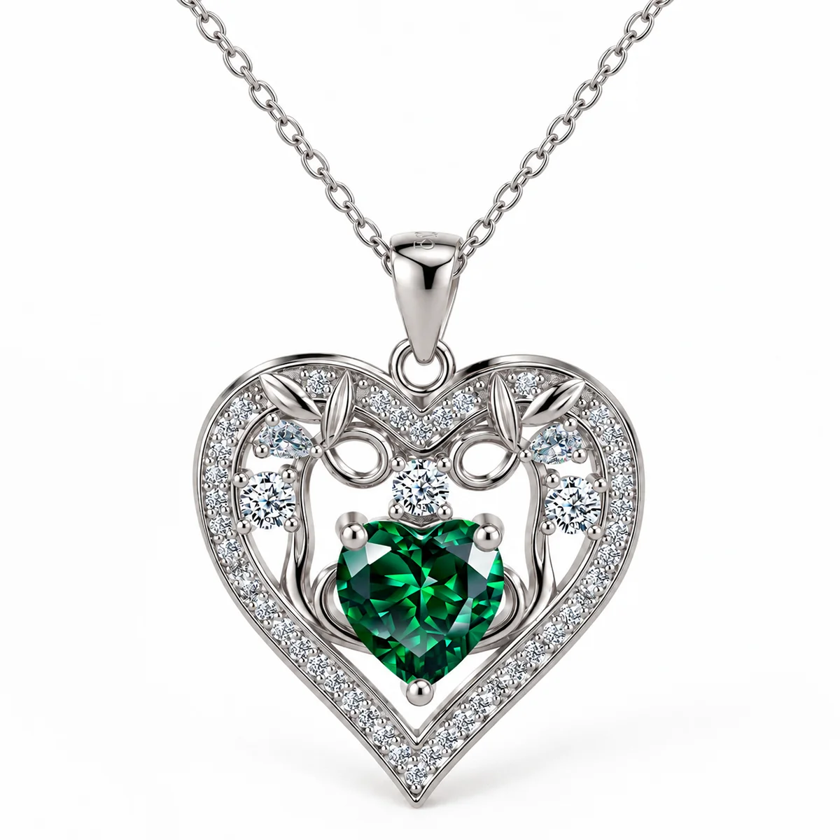 Neck-Love-Code8 گردنبند نقره عیار 925 نقرینو مدل قلب با سنگ کوبیک کد 8 - تصویر 1