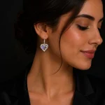گوشواره نقره عیار 925 نقرینو مدل قلب با سنگ کوبیک کد 12 - تصویر 2