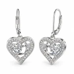 گوشواره نقره عیار 925 نقرینو مدل قلب با سنگ کوبیک کد 9