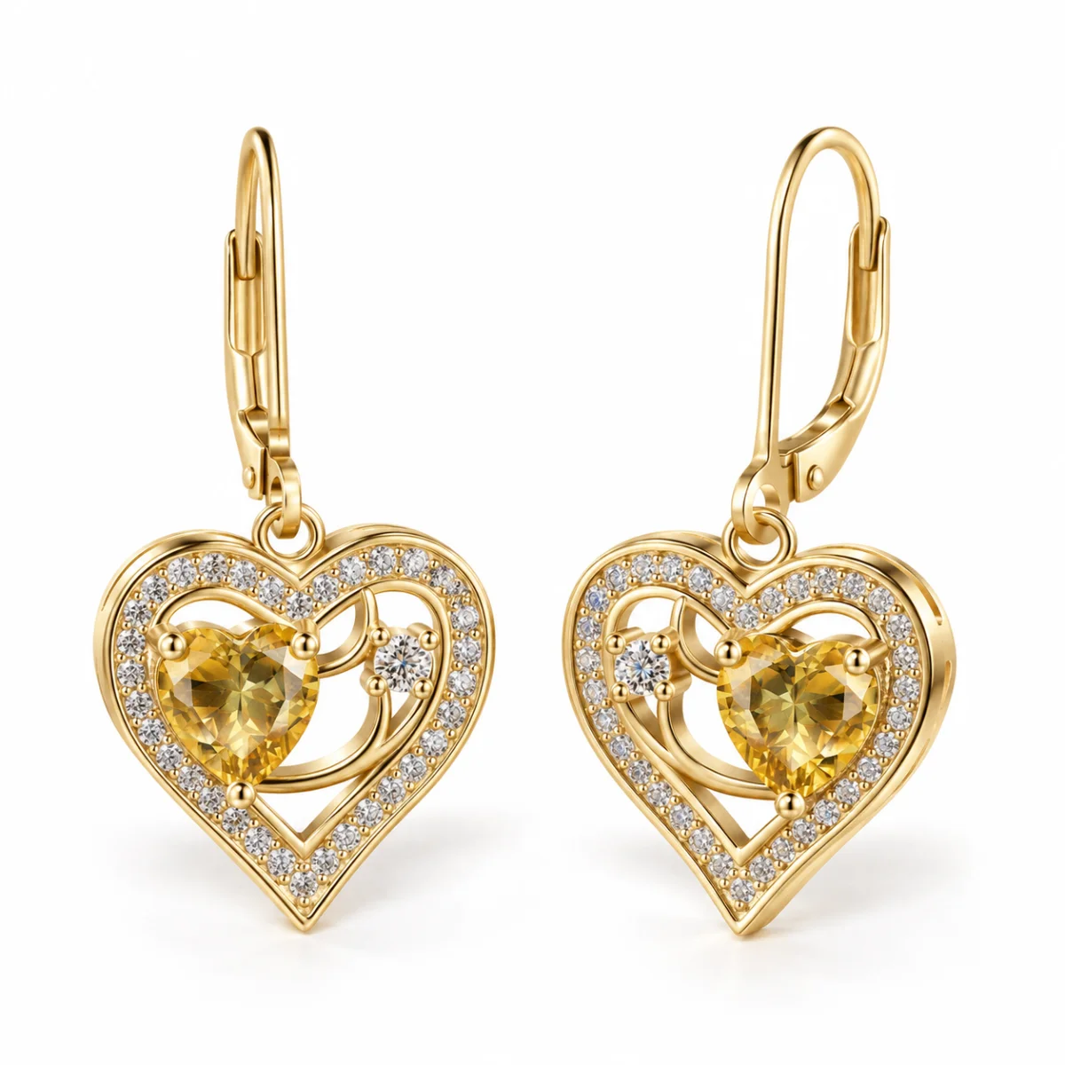 earrings-code20 گوشواره نقره عیار 925 نقرینو مدل قلب با سنگ کوبیک کد 20 - تصویر 1