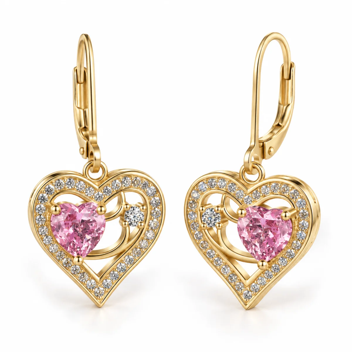 earrings-code21-21 گوشواره نقره عیار 925 نقرینو مدل قلب با سنگ کوبیک کد 21 - تصویر 1