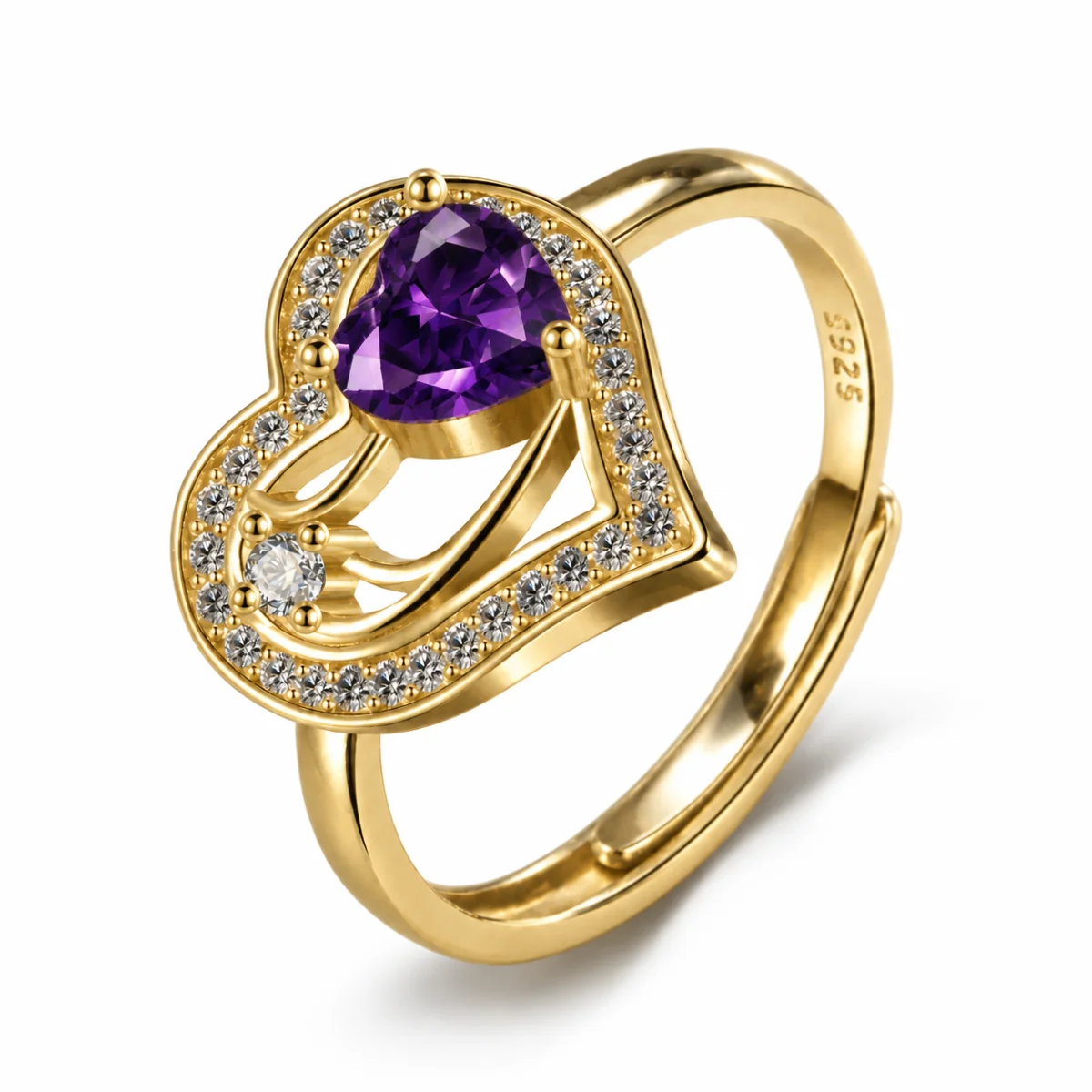 ring-code1 انگشتر نقره عیار 925 نقرینو مدل قلب با سنگ کوبیک کد 1 - تصویر 1