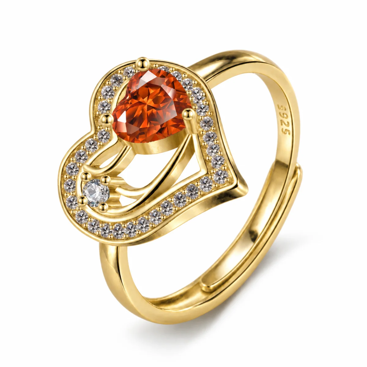 ring-code2 انگشتر نقره عیار 925 نقرینو مدل قلب با سنگ کوبیک کد 2 - تصویر 1