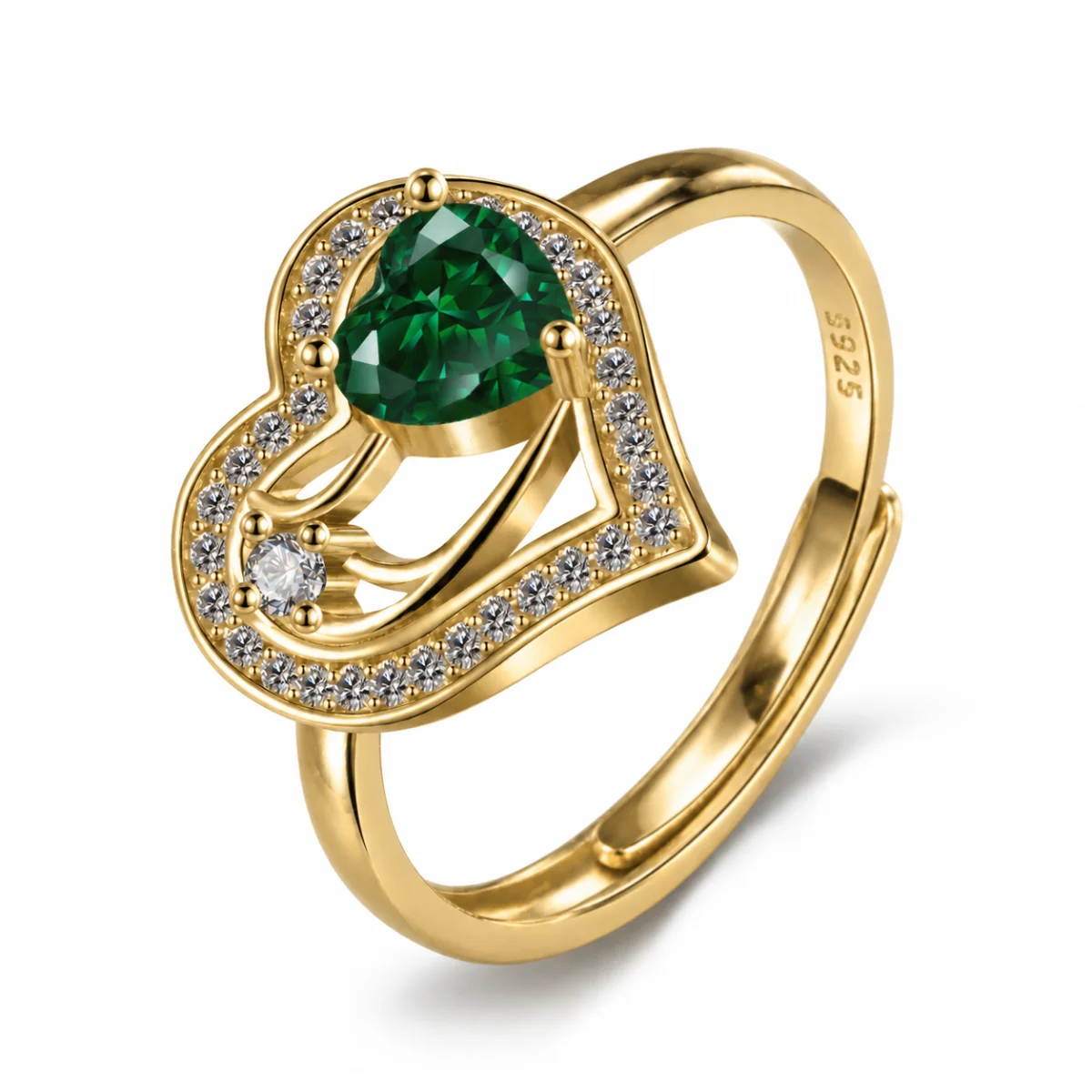 ring-code4 انگشتر نقره عیار 925 نقرینو مدل قلب با سنگ کوبیک کد 4 - تصویر 1